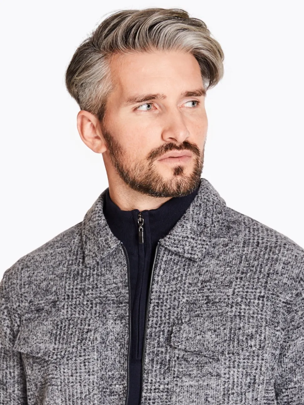 Marco Capelli Carriso Knitted Wool Check Overshirt - Navy