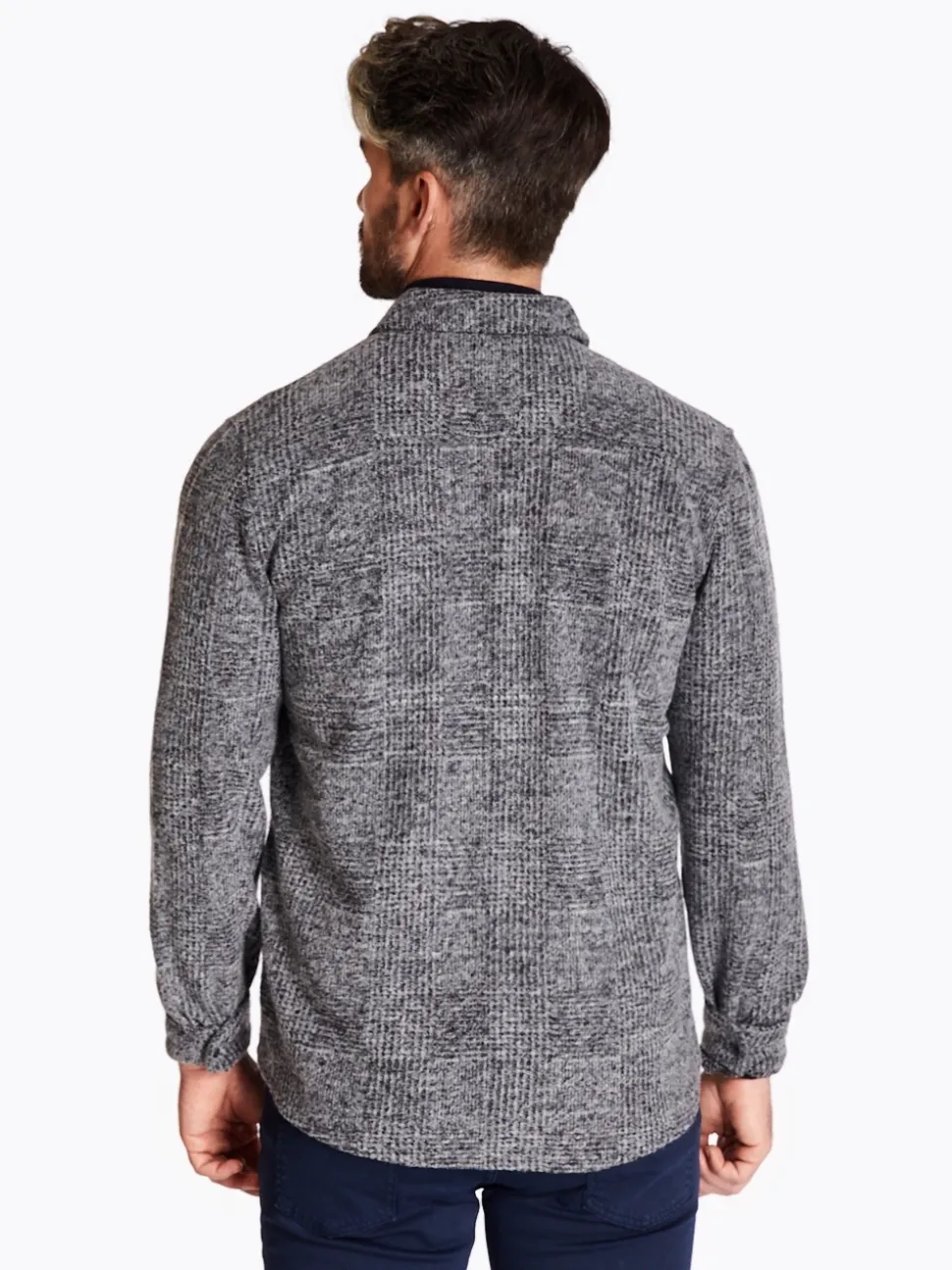 Marco Capelli Carriso Knitted Wool Check Overshirt - Navy