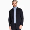 Marco Capelli Chest Pocket Knitted Zip Overshirt - Navy