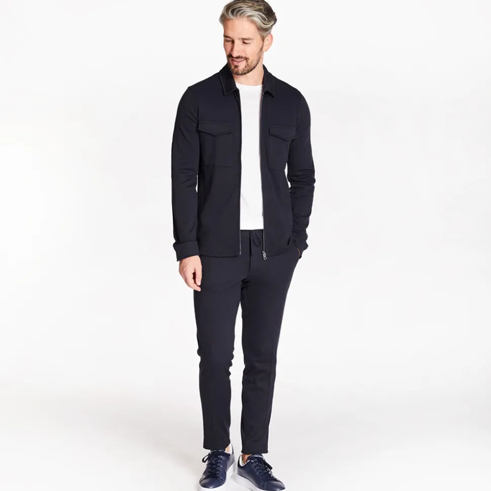 Marco Capelli Chest Pocket Knitted Zip Overshirt - Navy
