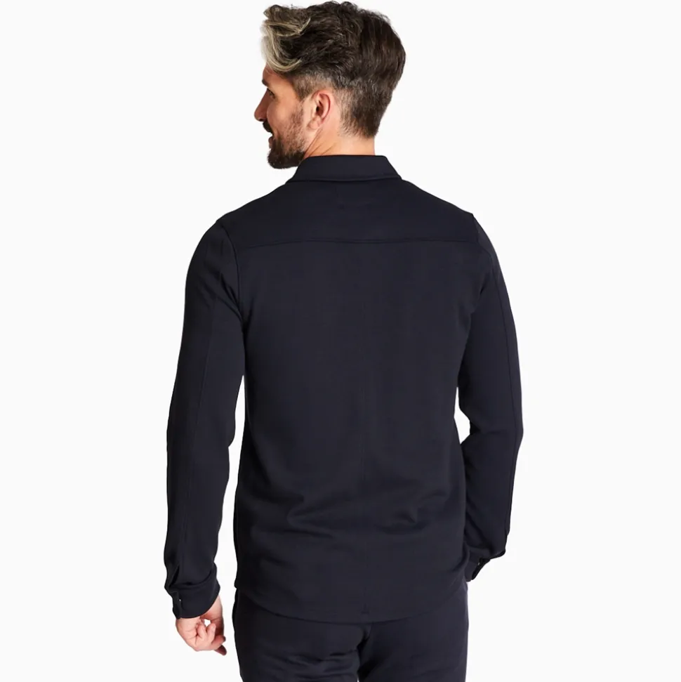 Marco Capelli Chest Pocket Knitted Zip Overshirt - Navy