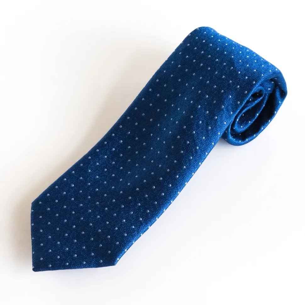 Marco Capelli Dotted Melange Silk Tie 8cm - Navy