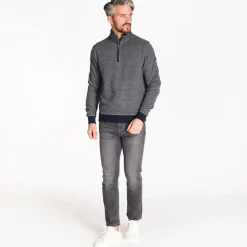 Marco Capelli Jacquard Structured Quarter Zip Sweat - Black