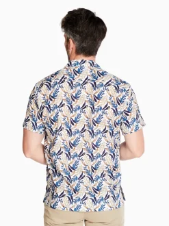 Marco Capelli Leaf Print Resort Shirt - Blue