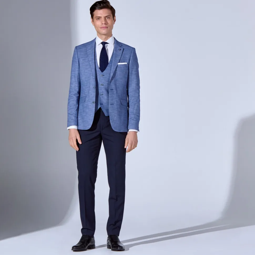 Marco Capelli Plain Linen Mixwaistcoat - Blue