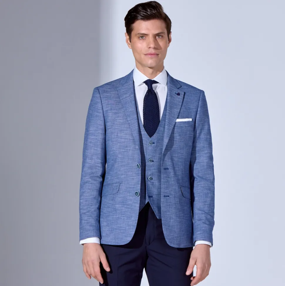 Marco Capelli Plain Linen Mixwaistcoat - Blue