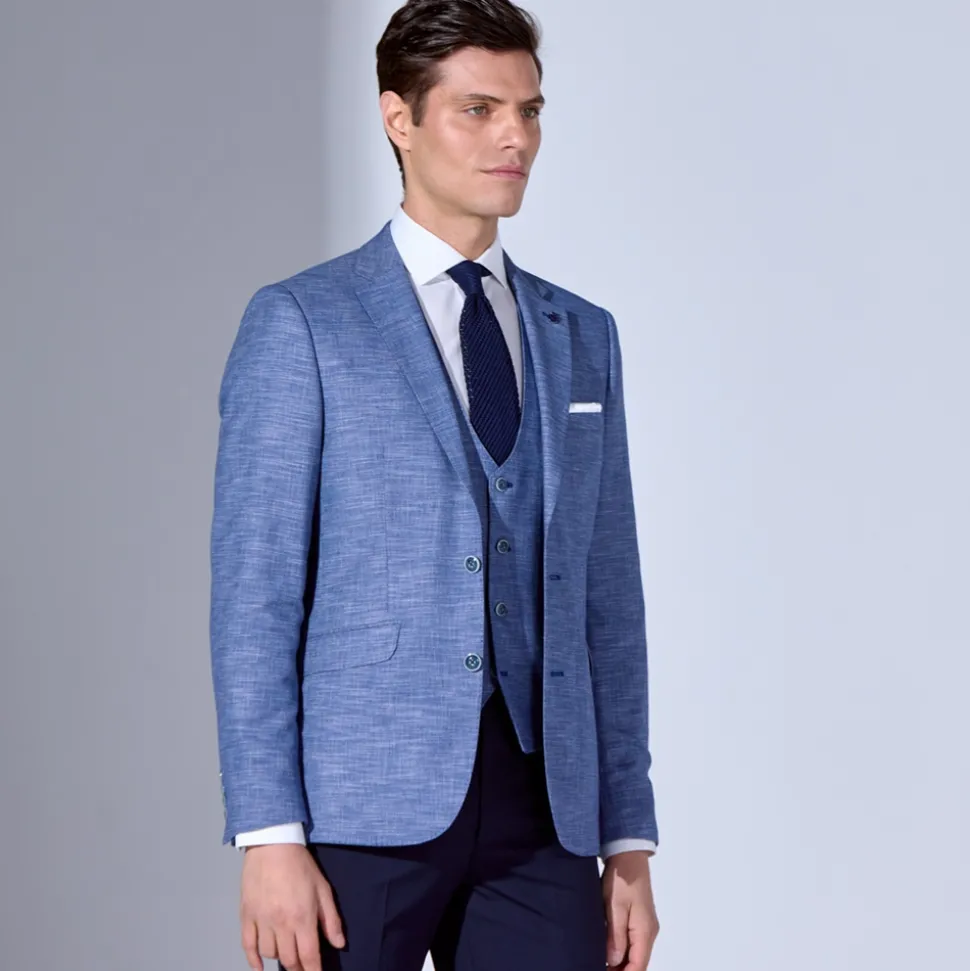 Marco Capelli Plain Linen Mixwaistcoat - Blue