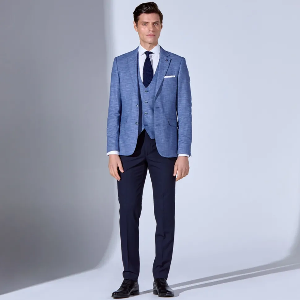 Marco Capelli Plain Linen Mixwaistcoat - Blue