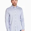 Marco Capelli Satin Stretch Triangle Print Shirt - Navy
