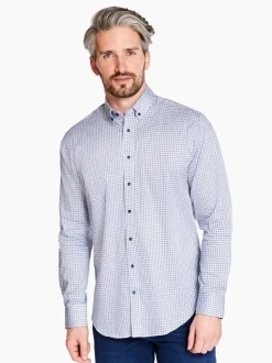 Marco Capelli Satin Stretch Graphic Print Shirt - White