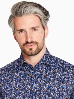 Marco Capelli Satin Stretch Leaf Print - Blue