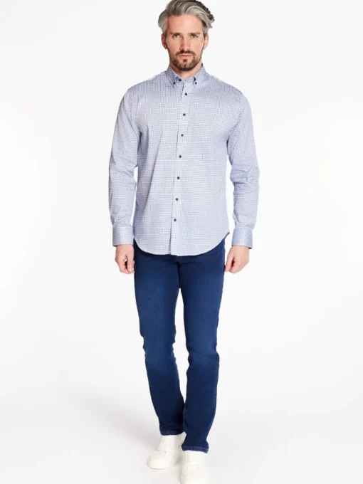 Marco Capelli Satin Stretch Graphic Print Shirt - White