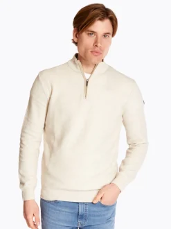Marco Capelli Two Tone Jacquard Quarter Zip - Stone