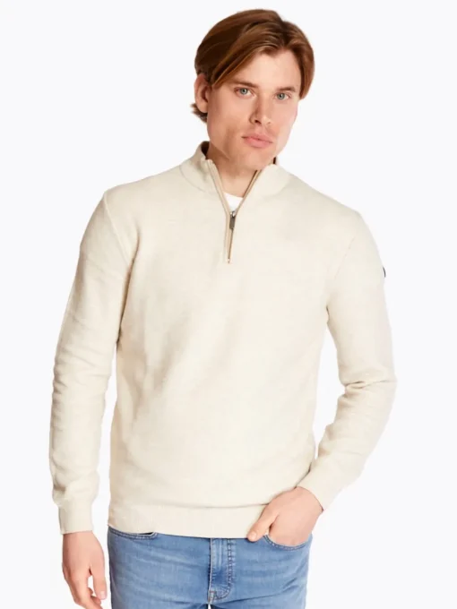 Marco Capelli Two Tone Jacquard Quarter Zip - Stone
