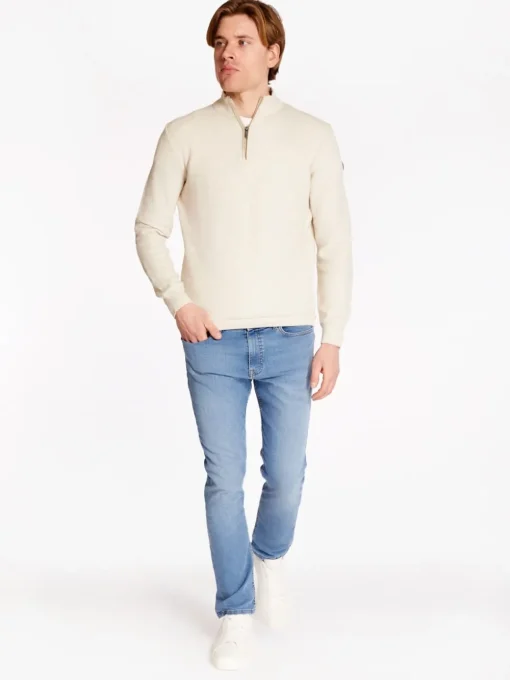 Marco Capelli Two Tone Jacquard Quarter Zip - Stone
