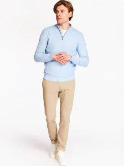 Marco Capelli Two Tone Jacquard Quarter Zip - Blue