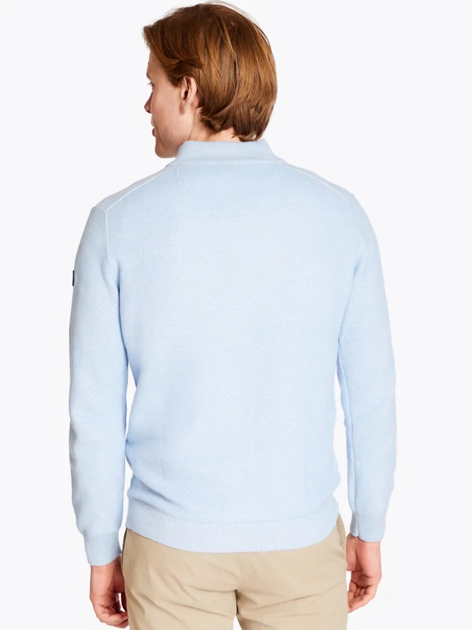 Marco Capelli Two Tone Jacquard Quarter Zip - Blue