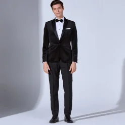 Marco Capelli Velvet Tuxedo Blazer - Black