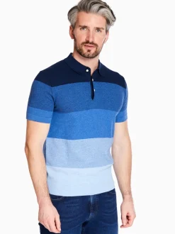 Marco Capelli Yarn Dyed Stripe Knitted Polo - Navy