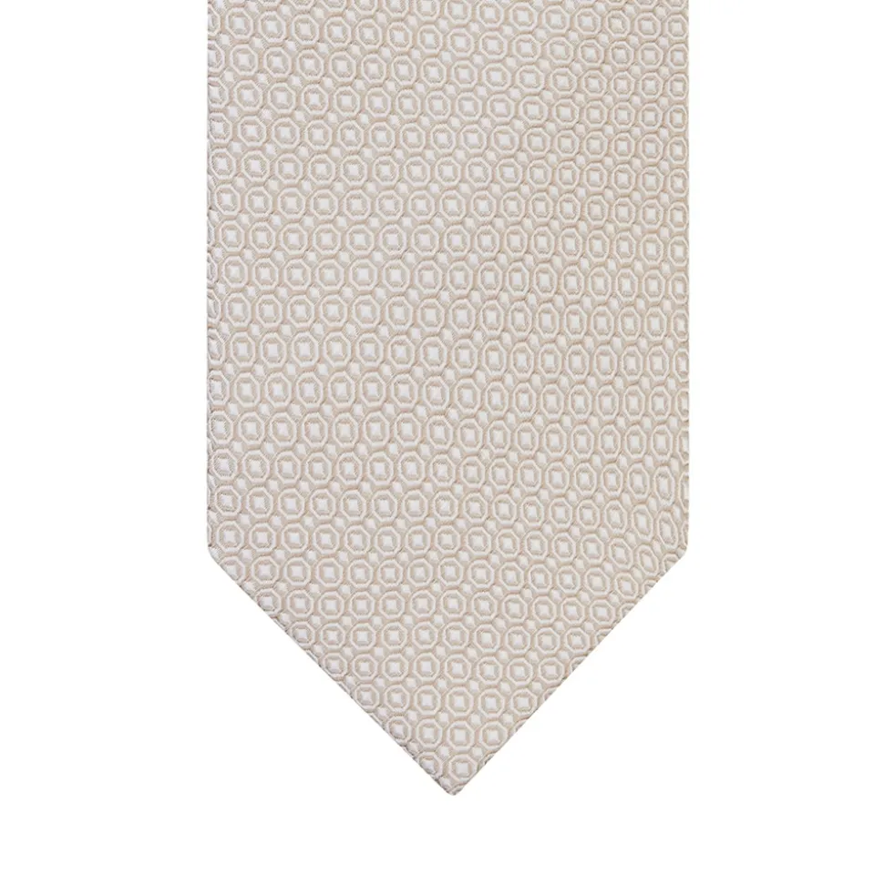 Profuomo Dot Structure Woven Silk Tie - Yellow