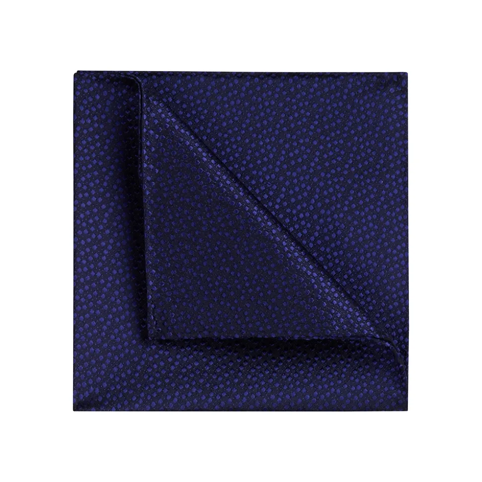 Profuomo Silk Woven Pocket Square - Navy