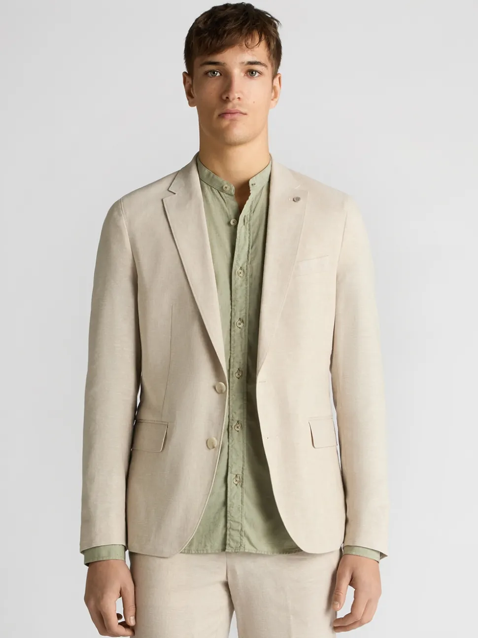 Remus Uomo Favian Stretch Linen Jacket - Stone