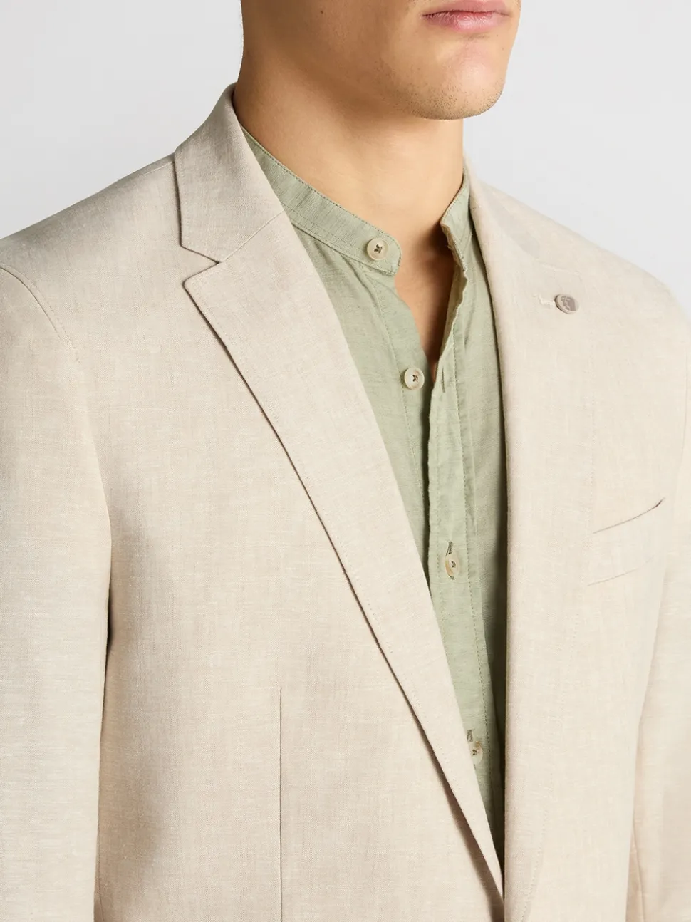 Remus Uomo Favian Stretch Linen Jacket - Stone