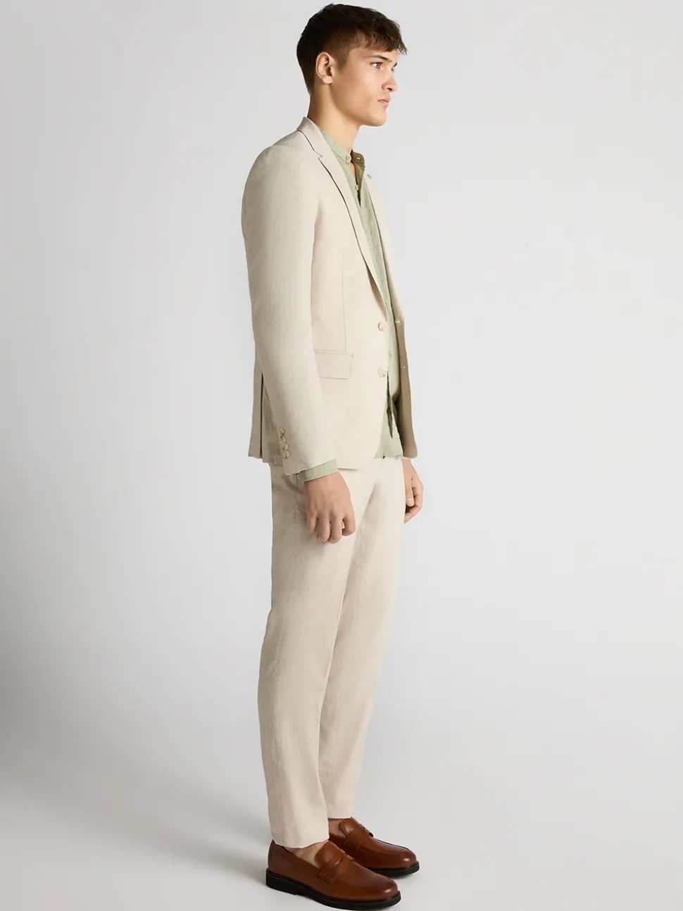 Remus Uomo Favian Stretch Linen Jacket - Stone