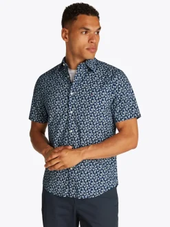 Tommy Hilfiger Flex Poplin Palm Shirt - Navy