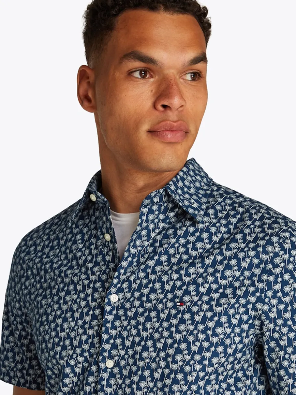 Tommy Hilfiger Flex Poplin Palm Shirt - Navy