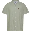 Tommy Jeans Classic Linen Cuban Collar Shirt - Green