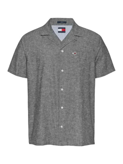 Tommy Jeans Classic Linen Cuban Collar Shirt - Navy