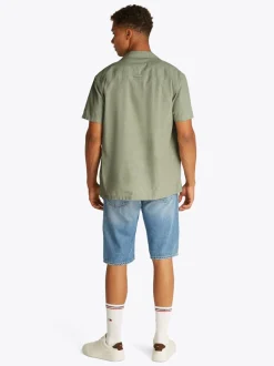 Tommy Jeans Classic Linen Cuban Collar Shirt - Green