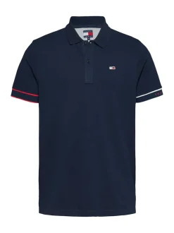 Tommy Jeans Flag Cuff Polo - Navy