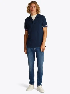 Tommy Jeans Flag Cuff Polo - Navy