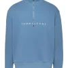 Tommy Jeans Linear Quarter Zip Sweatshirt - Blue