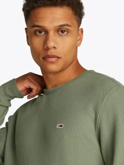 Tommy Jeans Waffle Long Sleeve T-Shirt - Green
