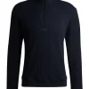 Boss Structured Quarter Zip Sweatshirt - Blue