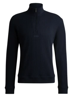 Boss Structured Quarter Zip Sweatshirt - Blue