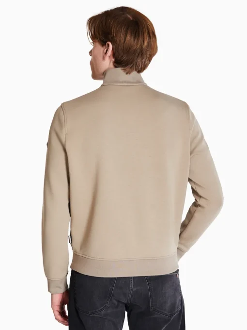 Bugatti Mix Media Quilt Sweat Jacket - Brown