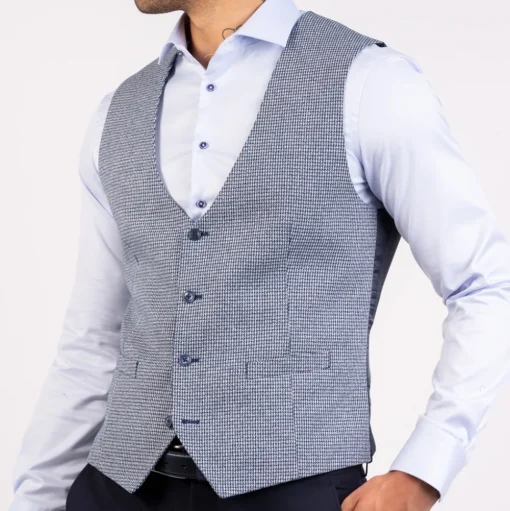 Marco Capelli Houndstooth Waistcoat - Blue