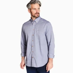 Marco Capelli Tencel Herringbone Cotton Wool Shirt - Navy