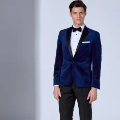 Marco Capelli Velvet Tuxedo Blazer - Navy