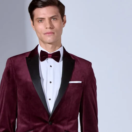 Marco Capelli Velvet Tuxedo Blazer - Red