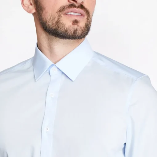 Marvelis Body Fit Easy Iron Shirt - Blue