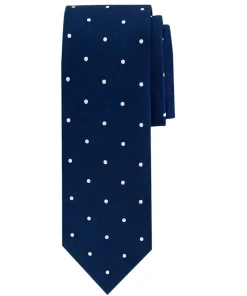 Profuomo Business Dot Silk Tie 8cm - Navy