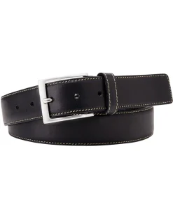 Profuomo Leather Contrast Belt 3.5cm - Black
