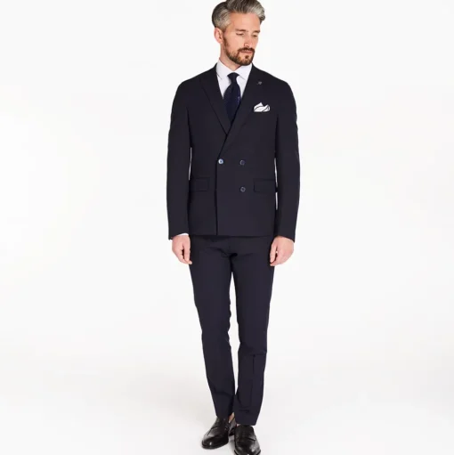 Remus Uomo Sondrio Double Breast Suit Jacket - Navy
